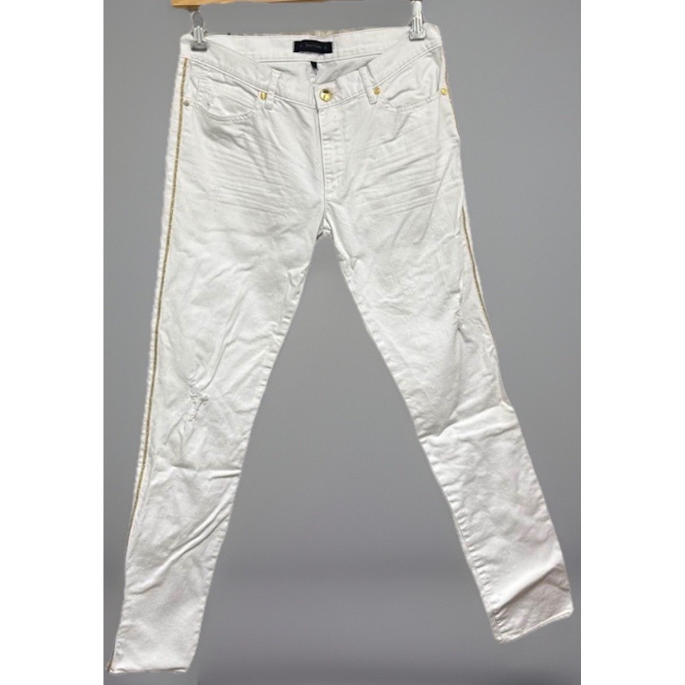 Juicy Couture‎ Women's 31 White Denim Capri Cropped Jeans Stretch Distressed